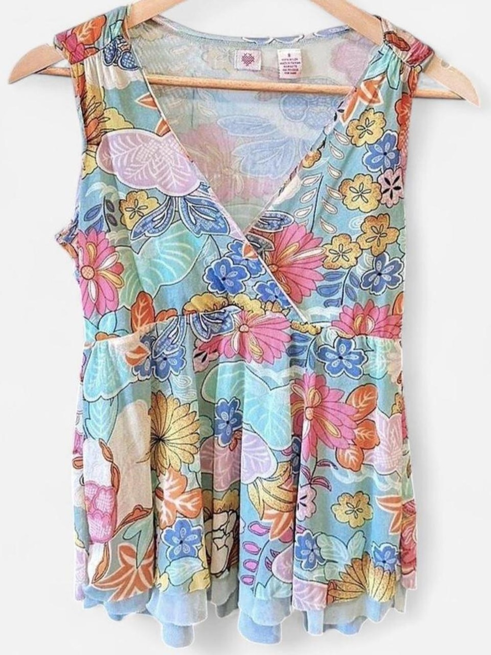Y2K style Floral Mesh Babydoll Top Boho Coquette Small